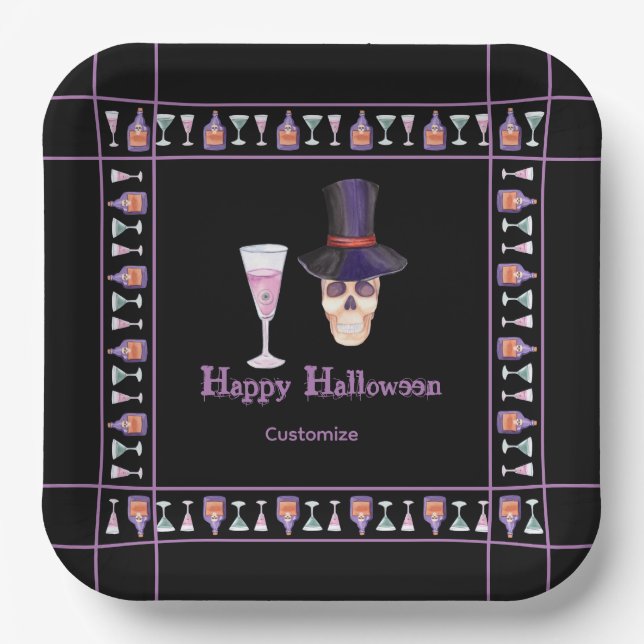 Halloween Skull mit Tränenpapier-Tellern Pappteller (Vorderseite)