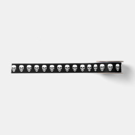 Halloween Skull Pattern Black Satin Ribbon Satinband