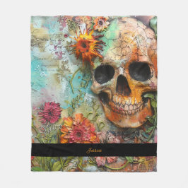 Halloween Skull Personalisiert Name Fleecedecke