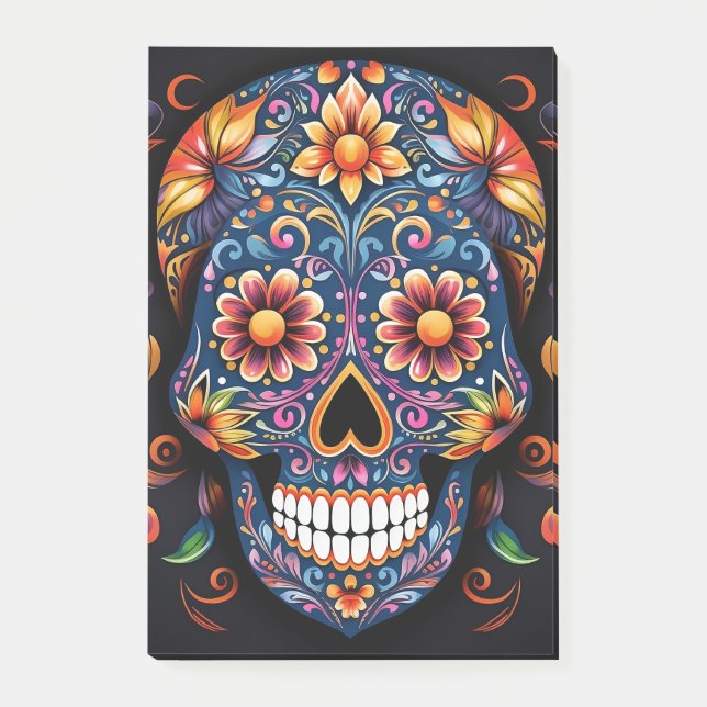 Halloween Skull Post-it Klebezettel (Vorderseite)