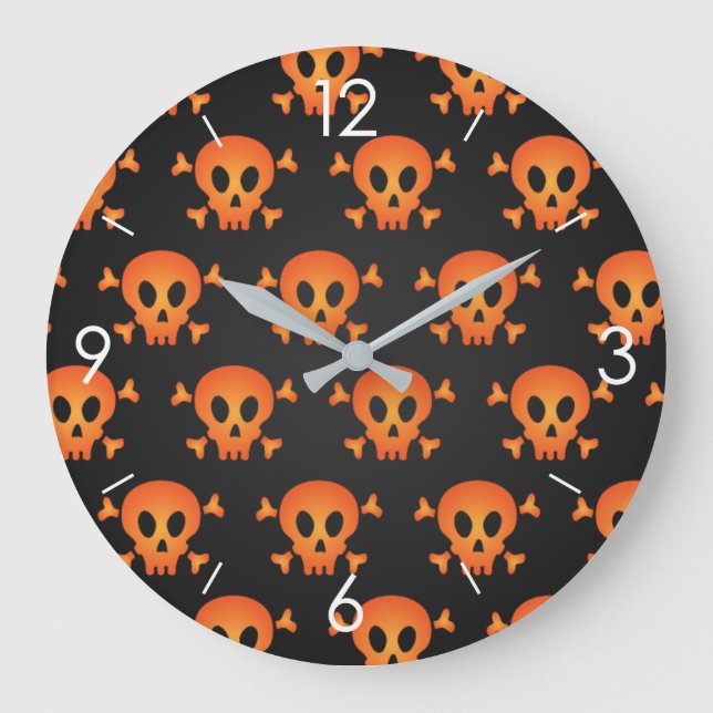 Halloween-Skull-Quadrat-Uhr Große Wanduhr (Vorderseite)