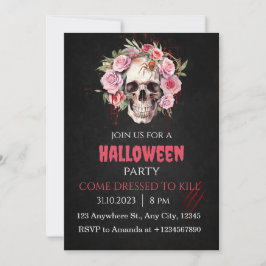 Halloween Skull Rose Party Einladung Erwachsene