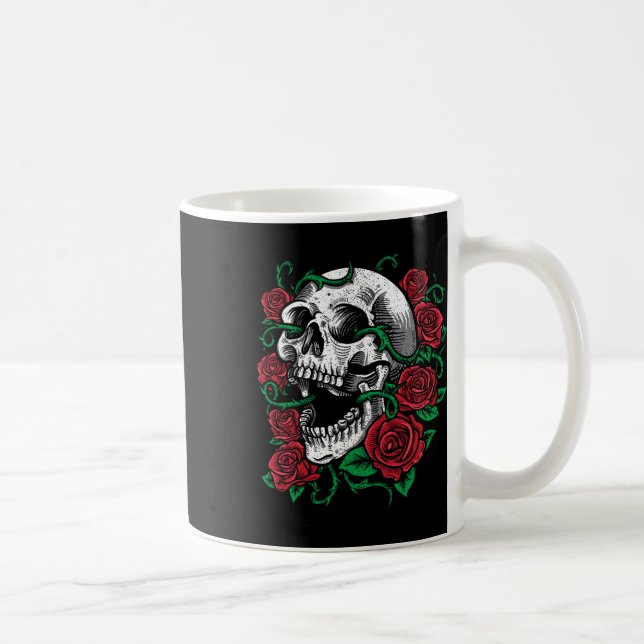 Halloween Skull Rose Skeleton Geschenkidee Kaffeetasse (Rechts)
