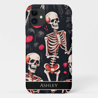 Halloween Skull Rote Rosen Personalisiert Case-Mate iPhone Hülle