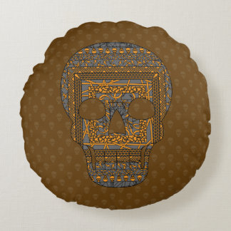 Halloween Skull Round Pillow Rundes Kissen