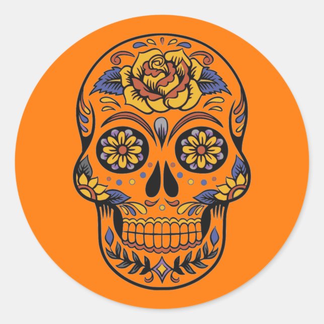 Halloween Skull Runder Aufkleber (Vorderseite)