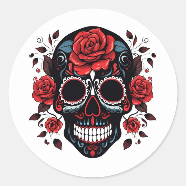 Halloween Skull Runder Aufkleber (Vorderseite)