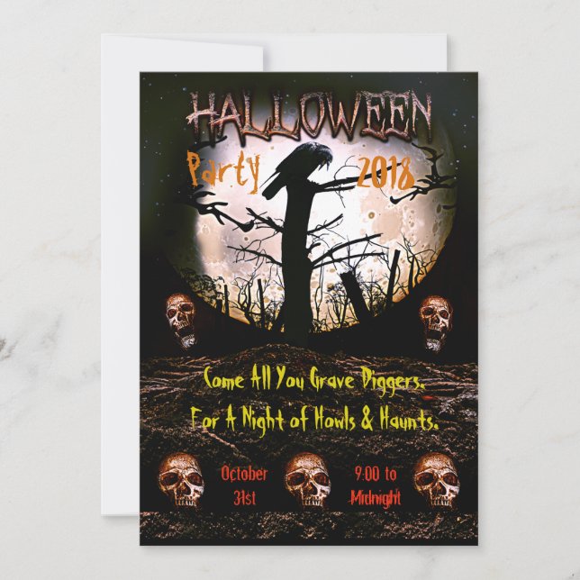 Halloween-Skull-Screenmoon-Party Einladung (Vorderseite)