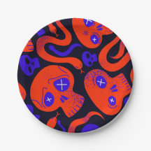 Halloween Skull & Snake Paper Plate