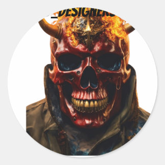 Halloween, SKULL, Stickers Rond Classique