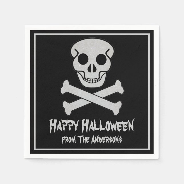 Halloween Skull und Bones Napkins Serviette (Vorderseite)