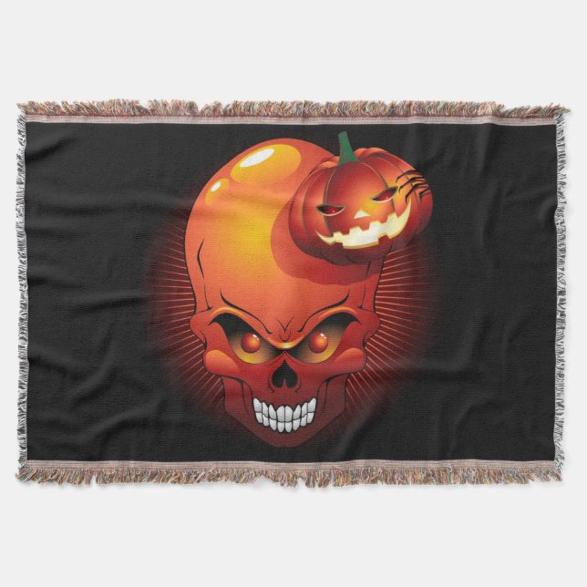 Halloween Skull und Pumpkin Decke (Vorderseite)