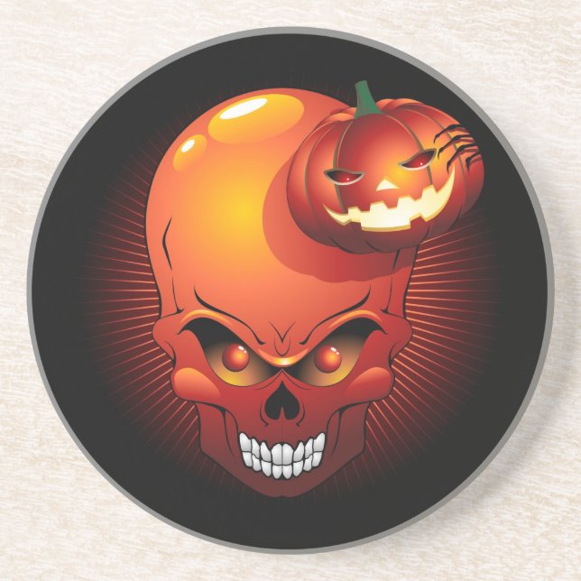 Halloween Skull und Pumpkin Getränkeuntersetzer (Vorne)