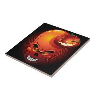 Halloween Skull und Pumpkin-Kachel Fliese
