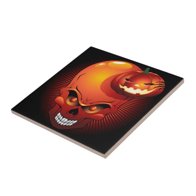 Halloween Skull und Pumpkin-Kachel Fliese (Seite)