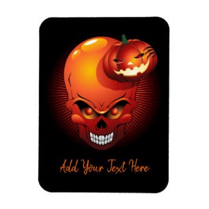 Halloween Skull und Pumpkin Magnet