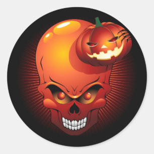 Halloween Skull und Pumpkin Runder Aufkleber