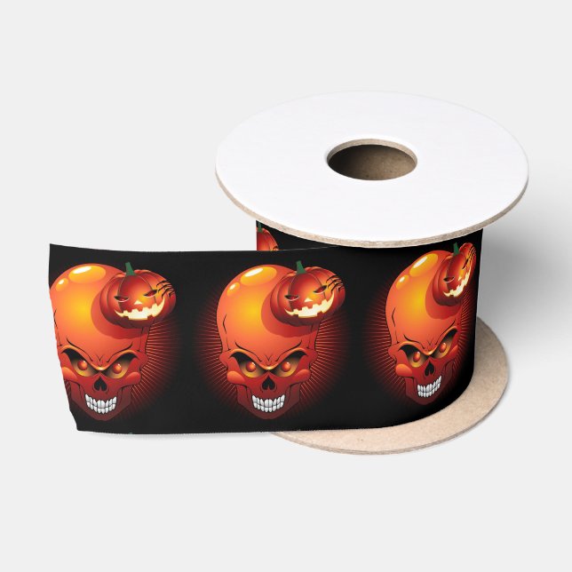 Halloween Skull und Pumpkin Satinband (Spule)