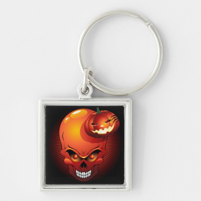 Halloween Skull und Pumpkin Schlüsselanhänger (Vorne)