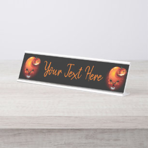 Halloween Skull und Pumpkin Schreibtischnamensplakette