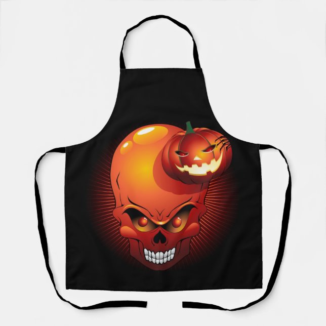 Halloween Skull und Pumpkin Schürze (Vorderseite)