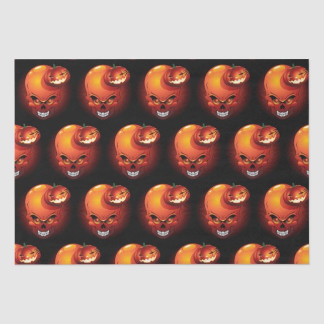 Halloween Skull und Pumpkin Seidenpapier (Vorderseite)