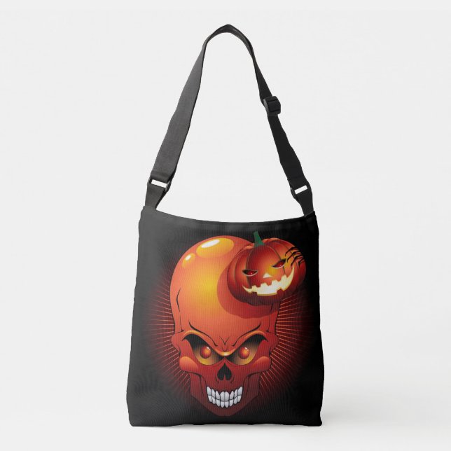 Halloween Skull und Pumpkin Tragetaschen Mit Langen Trägern (Vorderseite)
