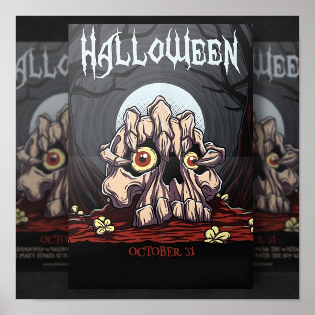 Halloween Skull und Zombie Claw Poster (Vorne)
