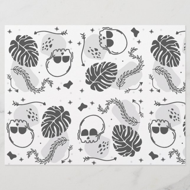 Halloween Skulls and Blätter Scrapbook Paper Flyer (Vorne)