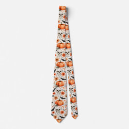 Halloween Skulls Blume und Kürbis Krawatte