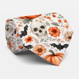 Halloween Skulls Blume und Kürbis Krawatte