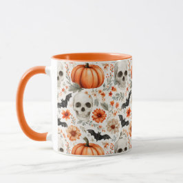 Halloween Skulls Blume und Kürbis Tasse