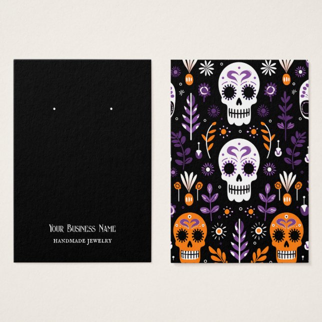 Halloween Skulls Earring Display Card (Vorne & Hinten)