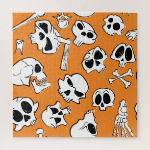 Halloween Skulls Knochen Doodle Muster