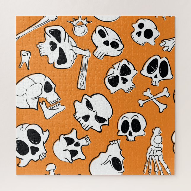 Halloween Skulls Knochen Doodle Muster (Vertikal)