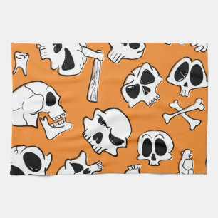 Halloween Skulls Knochen Doodle Muster Geschirrtuch