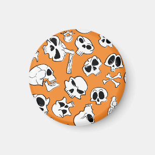 Halloween Skulls Knochen Doodle Muster Magnet