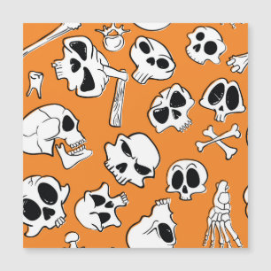 Halloween Skulls Knochen Doodle Muster Magnetkarte