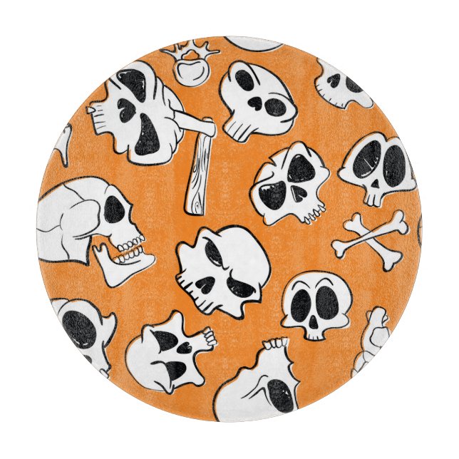 Halloween Skulls Knochen Doodle Muster Schneidebrett (Vorderseite)