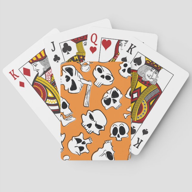 Halloween Skulls Knochen Doodle Muster Spielkarten (Rückseite)