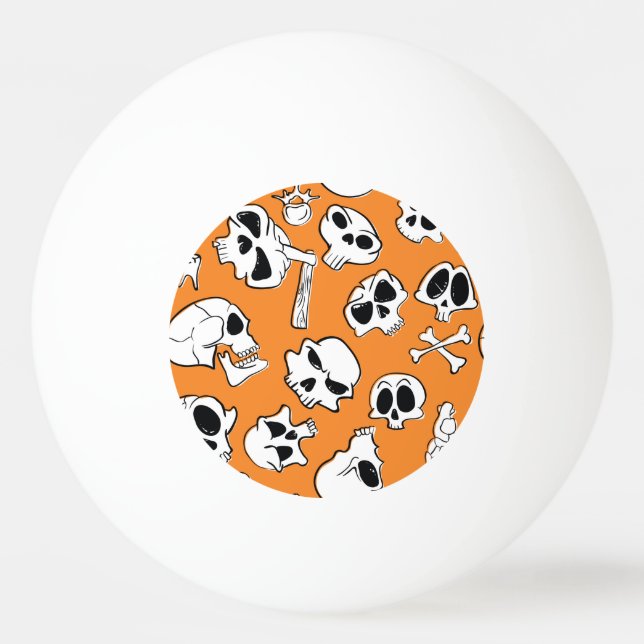 Halloween Skulls Knochen Doodle Muster Tischtennisball (Vorderseite)