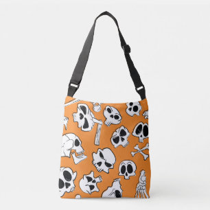 Halloween Skulls Knochen Doodle Muster Tragetaschen Mit Langen Trägern