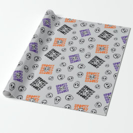 Halloween Skulls Nahtloses graues Wrapping Paper Geschenkpapier