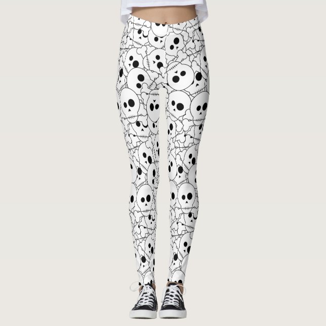 Halloween Skulls Pattern Leggings (Vorderseite)