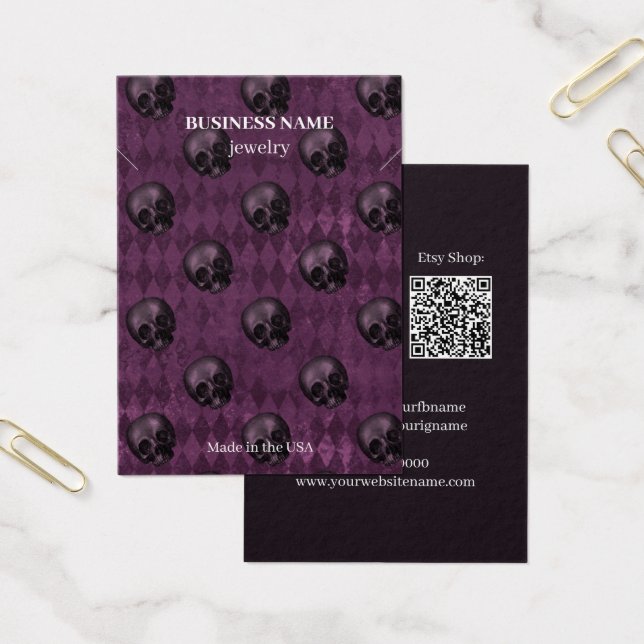 Halloween Skulls QR Code Jewelry Business Necklace (Büro)