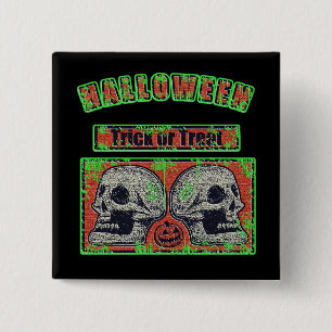 Halloween Skulls - Trick oder Treat getragen grün Button