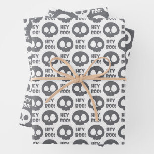 Halloween Skulls Wrapping Paper Flat Sheet Set 3 Geschenkpapier Set
