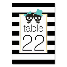 Halloween-Skulpferd Aqua Hochzeit-Tischnummer