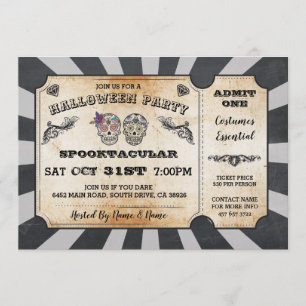Halloween Skuls de sucre Ticket Party Invitation