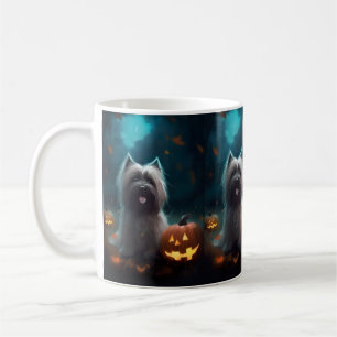 Halloween Skye Terrier mit Pumpkins Beängstigend Kaffeetasse